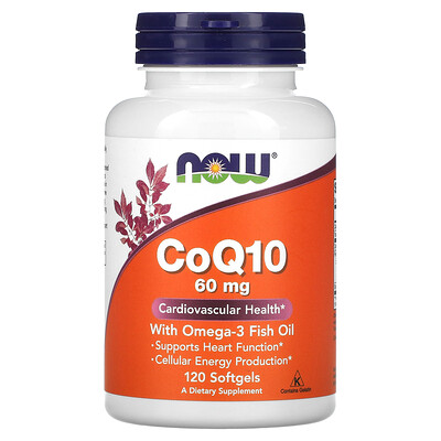

NOW Foods коэнзим Q10 с рыбьим жиром с омега-3, 60 мг, 120 капсул