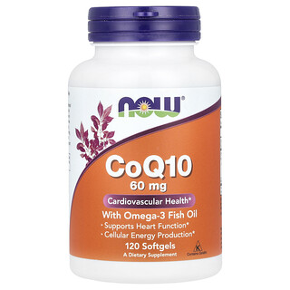 NOW Foods, Omega-3 Balık Yağı İçeren CoQ10, 120 Yumuşak Kapsül