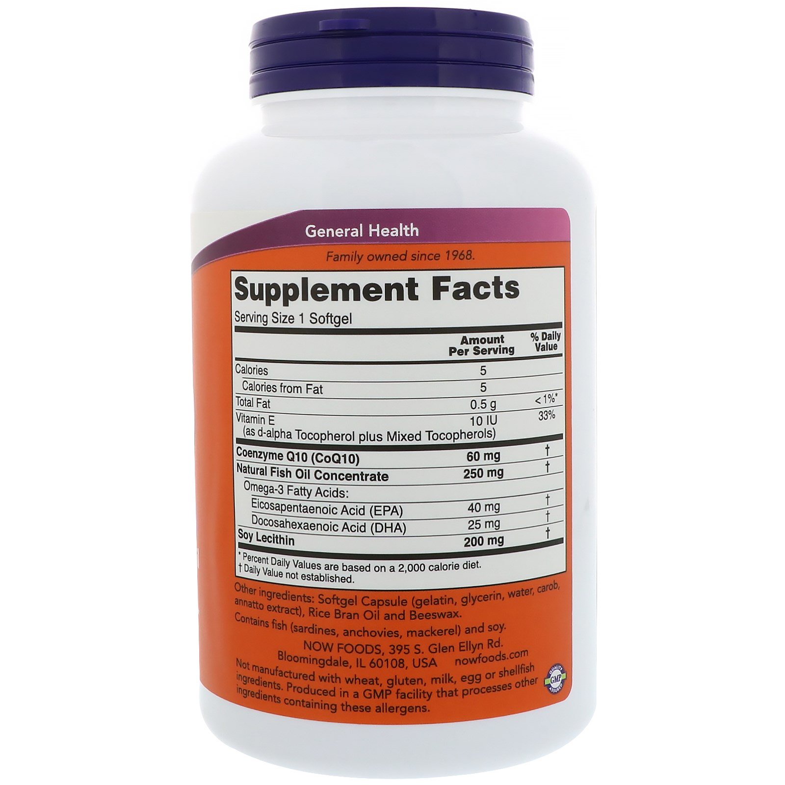Now Foods, CoQ10 with Omega-3 Fish Oil, 60 mg, 240 Softgels - iHerb
