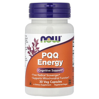 NOW Foods, PQQ energética, 20 mg, 30 cápsulas vegetales