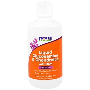 Отзывы о Now Foods, Liquid Glucosamine & Chondroitin with MSM, Citrus, 32 fl oz (946 ml)