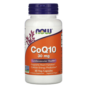 Now Foods, CoQ10, 30 mg, 60 Veg Capsules отзывы покупателей