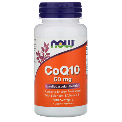 Now Foods CoQ10, 50 мг, 100 мягких желатиновых капсул