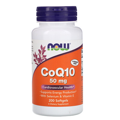 Now Foods CoQ10, 50 mg, 200 Softgels