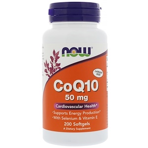 Купить Now Foods, CoQ10, 50 mg, 200 Softgels  на IHerb