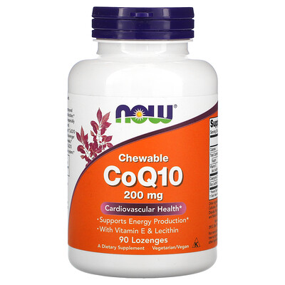 

Now Foods жевательный коэнзим Q10, 200 мг, 90 пастилок