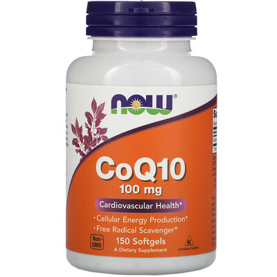 Now Foods CoQ10, 100 мг, 150 мягких желатиновых капсул