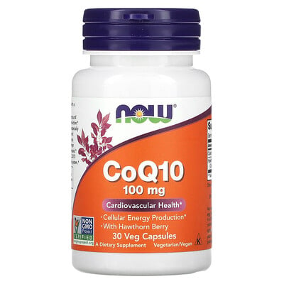 

NOW Foods CoQ10, 100 мг, 30 растительных капсул