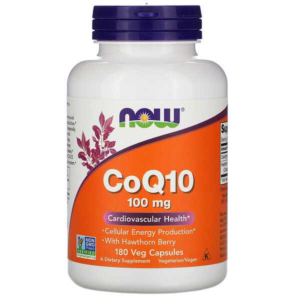 Now Foods‏, CoQ10 with Hawthorn Berry, 100 mg, 180 Veg Capsules