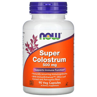 Now Foods, Super Colostrum, 500 mg, 90 cápsulas vegetales