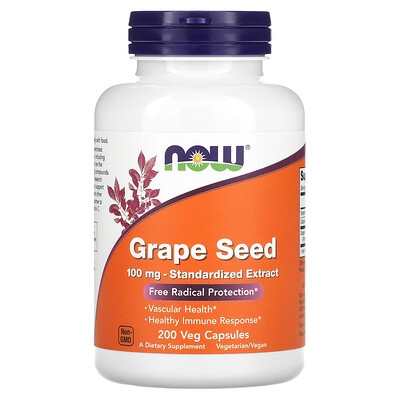 NOW Foods Grape Seed Standardized Extract 100 mg 200 Veg Capsules