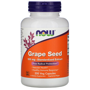Отзывы о Now Foods, Grape Seed, Standardized Extract, 100 mg, 200 Veg Capsules