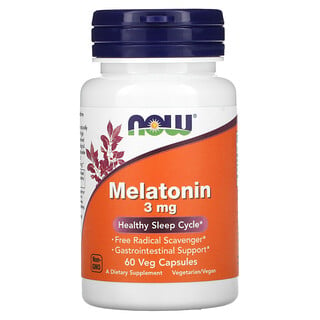 Now Foods, Melatonin, 3 mg, 60 pflanzliche Kapseln