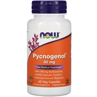 Now Foods, Pycnogenol ，30 毫克，60 粒素食膠囊