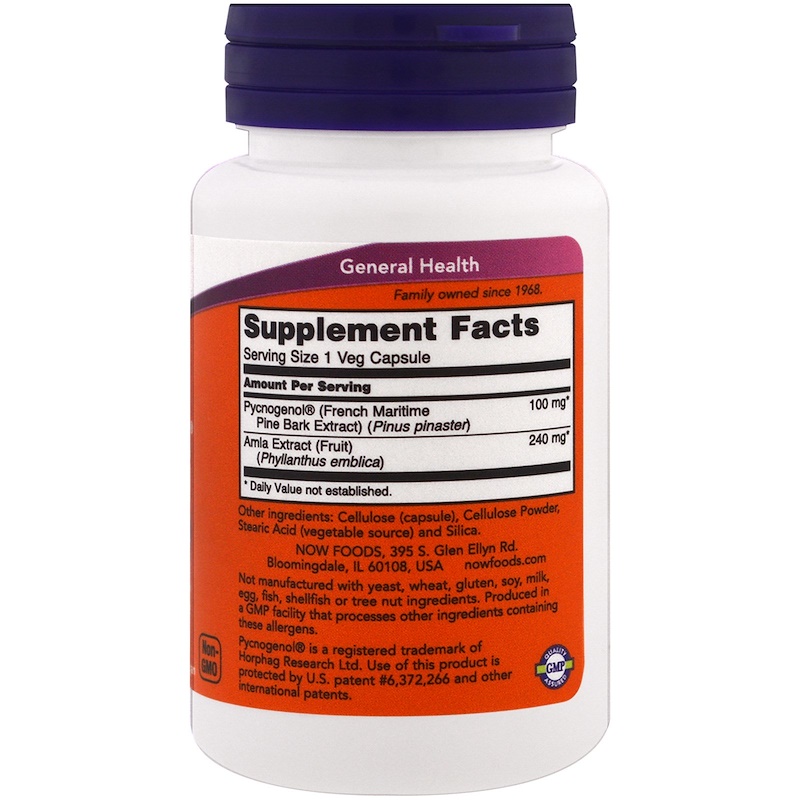 Now Foods, Pycnogenol, 100 mg, 60 Veg Capsules iHerb