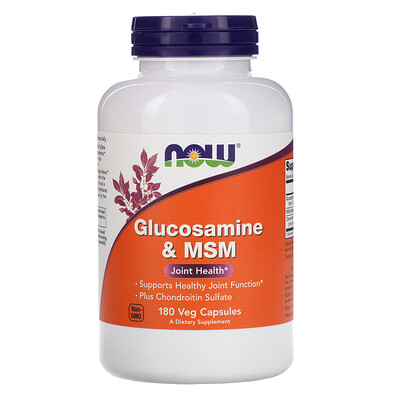 Now Foods Глюкозамин и МСМ, 180 растительных капсул