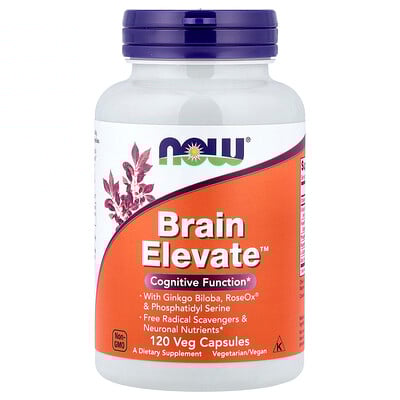 NOW Foods, Brain Elevate, Suplemento alimentario, 120 cápsulas vegetales