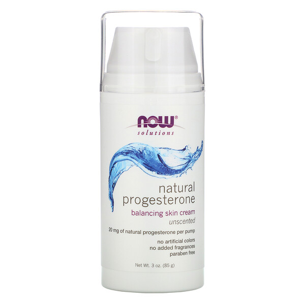 Now Foods, Натуральный прогестерон, липосомный крем для кожи, без запаха, 85 г