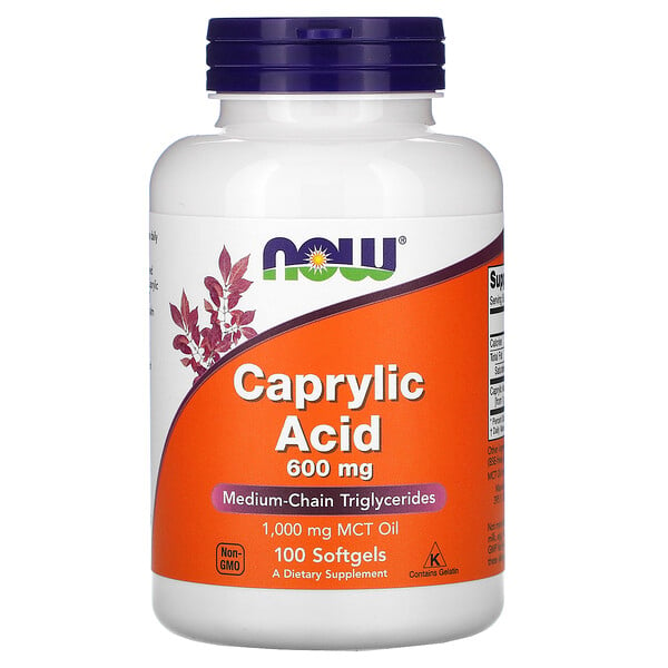 Now Foods, Caprylic Acid, Caprylsäure, 600 mg, 100 Weichkapseln
