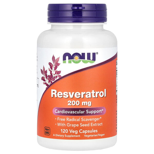 NOW Foods Resveratrol, 200 mg, 120 Veg Capsules