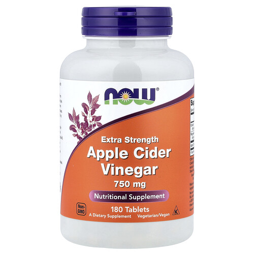 Now Foods , Vinaigre De Cidre De Pomme, 750 Mg, 180 Comprimés