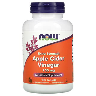 Now Foods, Apple Cider Vinegar, Extra Strength, Apfelessig extrastark, 750 mg, 180 Tabletten