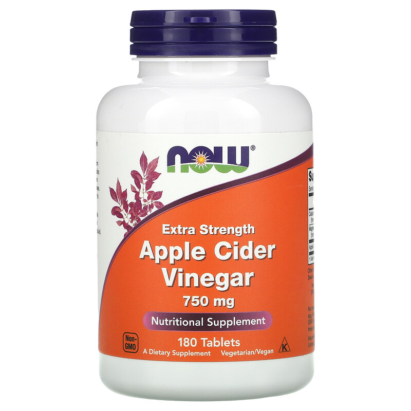 Now Foods, Apple Cider Vinegar, Extra Strength, 750 mg, 180 Tablets iHerb
