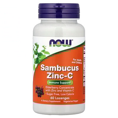 NOW Foods, Sambucus, zinc y vitamina C, 60 pastillas