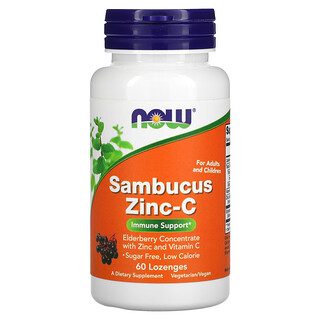 Now Foods, Sambucus, zinc y vitamina C, 60 pastillas