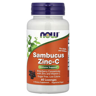 NOW Foods, Sambucus, zinc y vitamina C, 60 pastillas