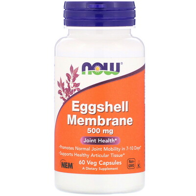 Now Foods Мембрана яичной скорлупы, 500 мг, 60 растительных капсул