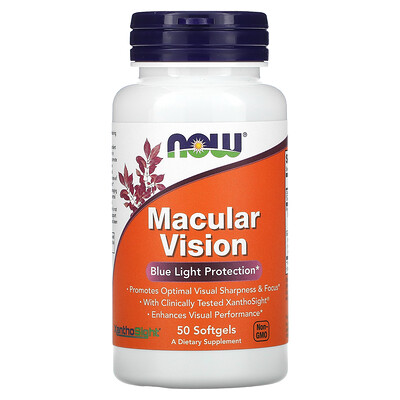 Now Foods Macular Vision, Blue Light Protection, 50 Softgels