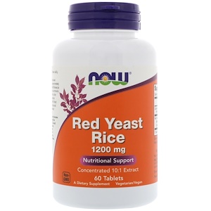 Now Foods, Красный ферментированный рис, 1200 мг, 60 таблеток