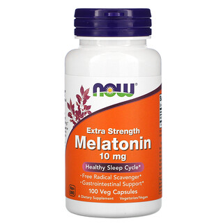 Now Foods, Extra Strength Melatonin, extrastarkes Melatonin, 10 mg, 100 vegetarische Kapseln