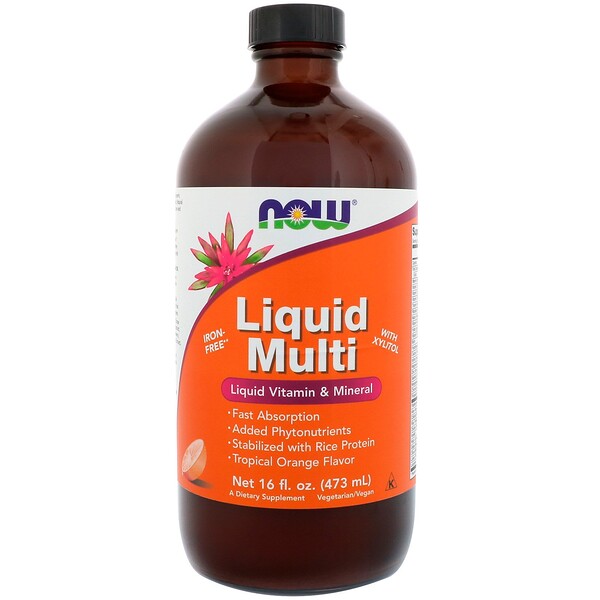 Now Foods, Flüssiges Multivitamin, Tropischer Orangengeschmack, 473 ml