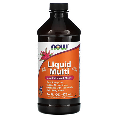 NOW Foods Пищевая добавка Liquid Multi со вкусом диких ягод 16 жидких унций (473 мл)