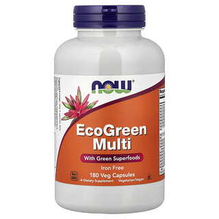 NOW Foods, EcoGreen Multi, Demirsiz, 180 Bitkisel Kapsül