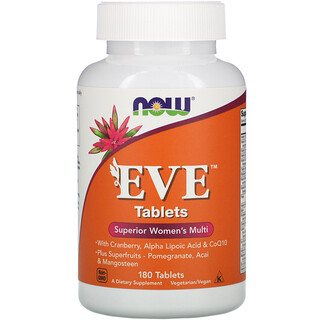 Now Foods, أقراص Eve، أقراص فائقة متعددة الفيتامينات للنساء، 180 قرص