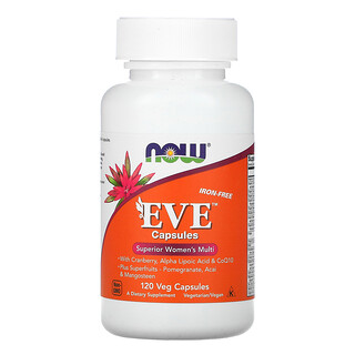 Now Foods, Eve, эффективные мультивитамины для женщин, без железа, 120 растительных капсул