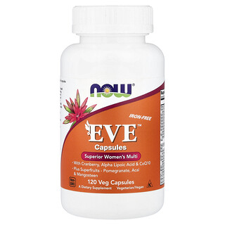 NOW Foods, Eve™，優效女士多營養素，無鐵，120 粒素食膠囊