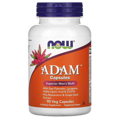 Now Foods ADAM, превосходные мультивитамины для мужчин, 90 вегетарианских капсул