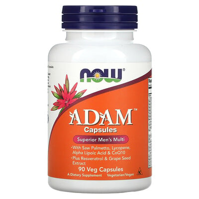 NOW Foods ADAM превосходные мультивитамины для мужчин 90 растительных капсул