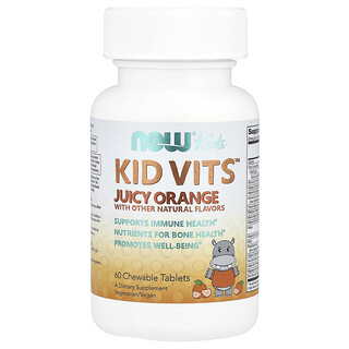 NOW Foods, Niños, Kid Vits™, Naranja jugosa, 60 comprimidos masticables