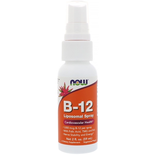 Now Foods, Липосомный спрей с B-12, 1000 мкг, 2 жидк. унц. (59 мл)