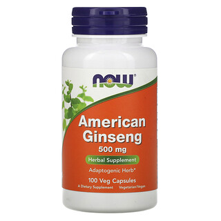 Now Foods, American Ginseng, 500 mg, 100 Veg Capsules