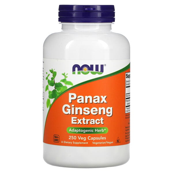 Extracto de Panax ginseng, 250 cápsulas vegetales