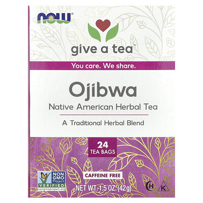 NOW Foods, Té ojibwa, Sin cafeína, 24 bolsitas de té, 42 g (1,5 oz)