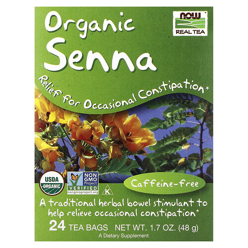NOW Foods, Real Tea, Organic Senna Tea, Bio-Senna-Tee, koffeinfrei, 24 Teebeutel, 48 g (1,7 oz.)
