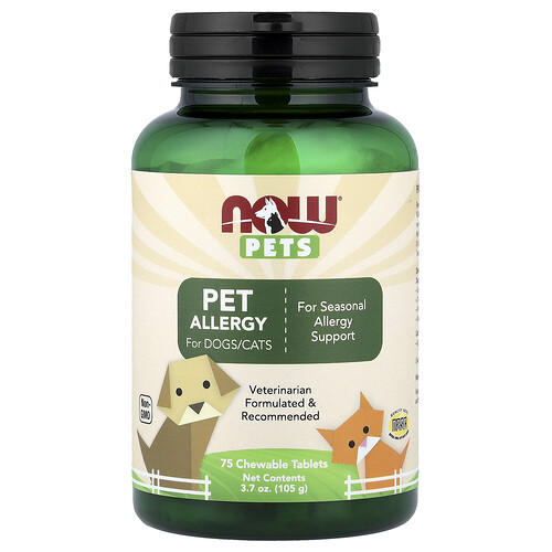 NOW Foods, Pets, Pet Allergy for Dogs/Cats, 75 Chewable Tablets