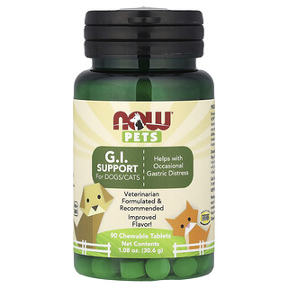 NOW Foods, Haustiere, Unterstützung des Magen-Darm-Trakts, für Hunde/Katzen, 90 Kautabletten, 30,6 g (1,08 oz.)